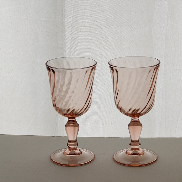 2 vintage wine 🍷 glasses | Rosaline Pink Swirl 🍥🩷 | Cristal D'arques - Durand - Picture 9 of 10
